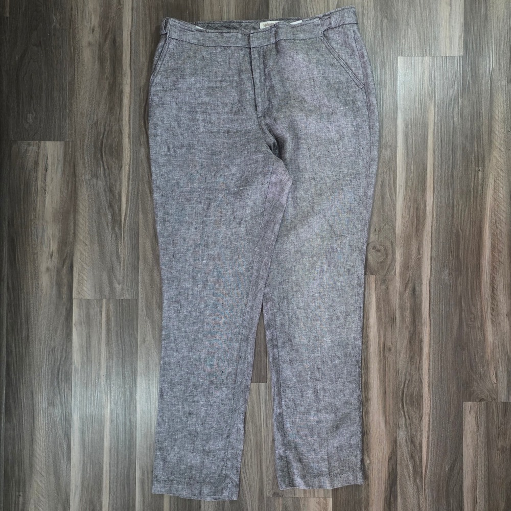 Coldwater Creek Grey 100% Linen Straight Leg Trousers Size 16 602554